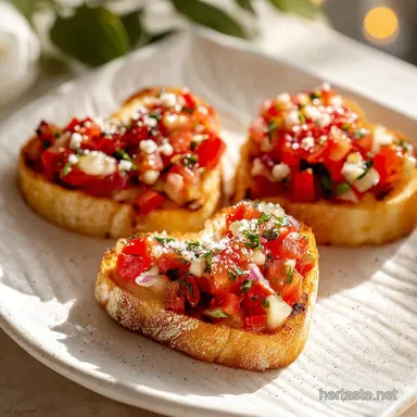 Valentines Appetizer Idea with Heart-Shaped Bruschetta Ready in 30 Min Recipe Card
