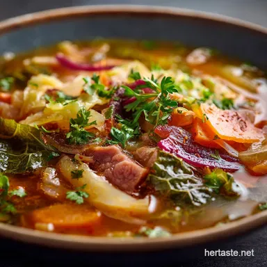 Beef Cabbage Soup Recipe Easy Hearty Deeply Flavorful Winter Pot Recipe Card