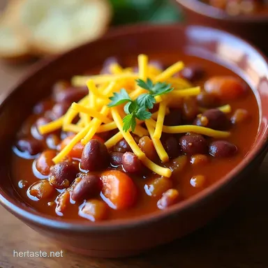 Easy Vegetarian Chili Recipe Hearty FiveBean Comfort Recipe Card