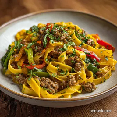 Italian Drunken Noodles with Sausage in 35 Minutes Recipe Card
