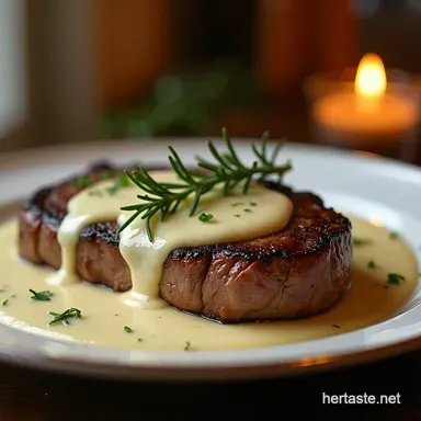 Juicy Steak with Silky RosemaryGarlic Cream Sauce Restaurant Quality Recipe Card