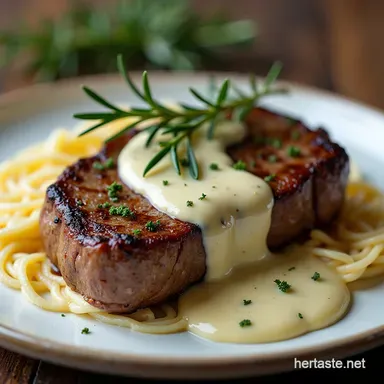 Juicy Steak with Silky RosemaryGarlic Cream Sauce Restaurant Quality
