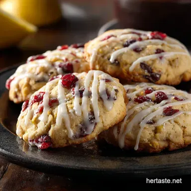 Lemon Cranberry Cookies: Zesty Glazed Holiday Recipe Recipe Card