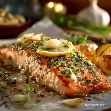Baked Salmon with Lemon-Garlic Butter: Easy 20-Minute Recipe Recipe Card