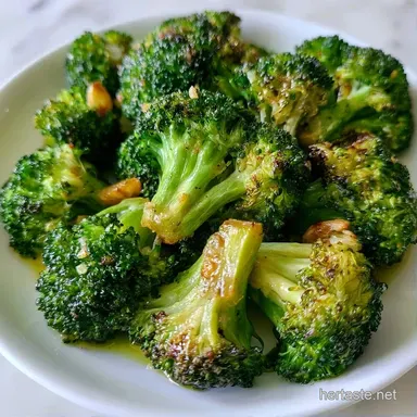 Lemon Garlic Roasted Broccoli in 20 Min Recipe Card