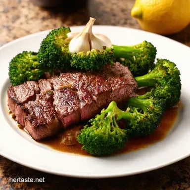 Lemon Garlic Steak Broccoli OnePan Dinner Bliss Recipe Card