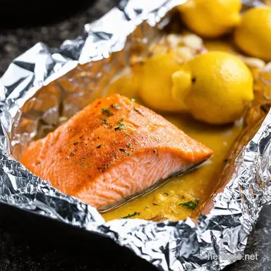 Baked Salmon in Foil with Lemon Garlic Easiest Dinner Recipe Card