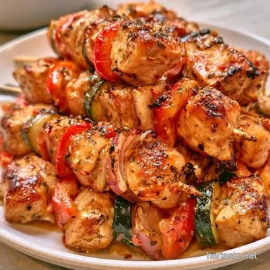 Mediterranean Chicken Skewers with Garlic Recipe Card
