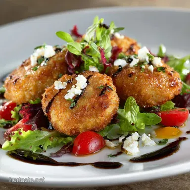 Mesclun Meanies: Crispy Fritters Recipe with Sharp Goat Cheese Recipe Card