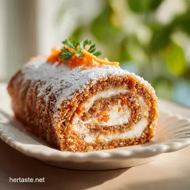 Carrot Cake Roll with Cream Cheese Filling for 10 Servings Recipe Card