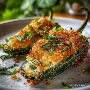 Perfect Baked Jalapeno Popper with Mozzarella and Herbs: Crispy Baked Recipe Card