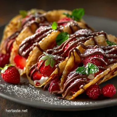 Nutella and Red Berry Dessert Tacos: Decadent Cr&ecirc;pes, Quick Sweet Taco Recipe Recipe Card