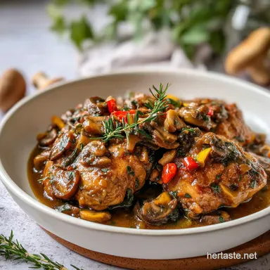 One Pan Mushroom Chicken with Creamy Sauce in 30 Minutes