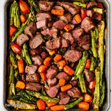 Easy Sheet Pan Easter Dinner OnePan Lamb Veg Roast Recipe Card