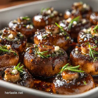 Oven Roasted Mushrooms with Balsamic Garlic and He Easy Sticky Keto Side Dish Recipe Card