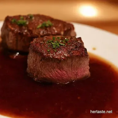 PanSeared Beef Medallions My Secret Red Wine Sauce Recipe Card