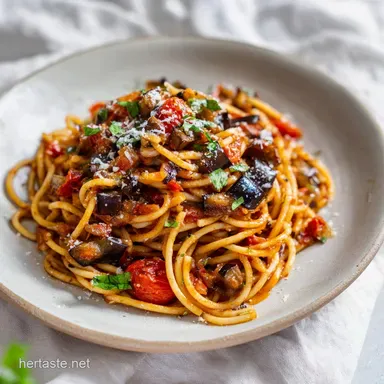 Pasta Alla Norma Recipe with Roasted Eggplant Recipe Card