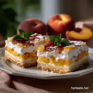 Delicious Peaches and Cream Bars | Velvety Filling Recipe Card