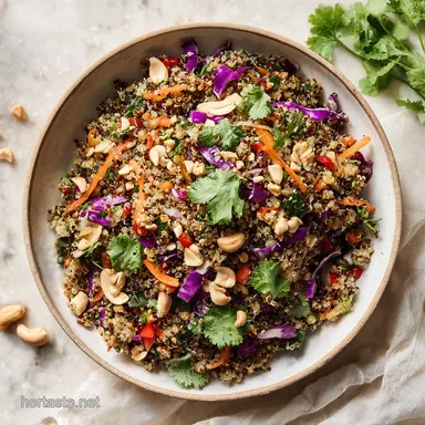 Thai Peanut Quinoa Salad Recipe for 4 Servings Recipe Card