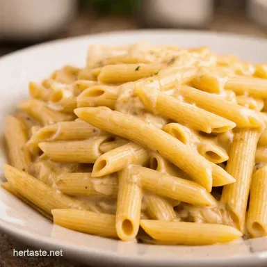 Easy Penne Pasta and Alfredo Sauce Creamy Dream Come True Recipe Card