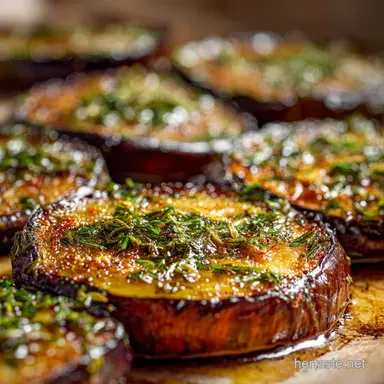 Foolproof Oven Roasted Eggplant Silky Caramelised Lemon Herb Recipe Recipe Card