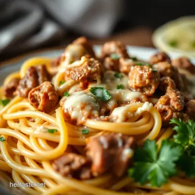 Philly Cheesesteak Pasta: Easy Comfort Food! Recipe Card