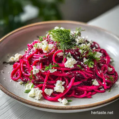 Galentines Party Food Idea Dinner with Pink Beet Pasta - Velvety & Tangy Recipe Card