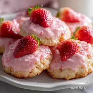 Valentines Day Dessert Idea with Pink Strawberry Cheesecake Cookies - Creamy & Fruity