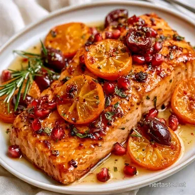 Pomegranate Glazed Salmon in 25 Minutes Recipe Card