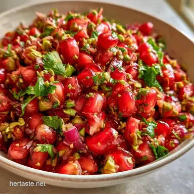 Pomegranate Pistachio Salsa in 15 Min Recipe Card