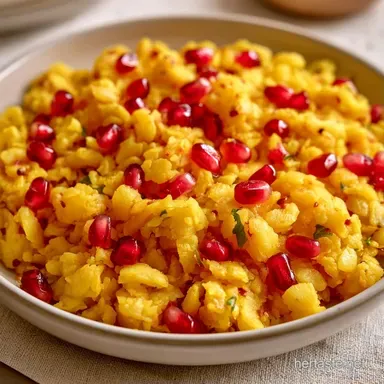 Pomegranate Poha for 4 Servings Recipe Card