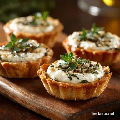Party Appetizer Elegant Goat Cheese Thyme Mini Tartlets Recipe Card