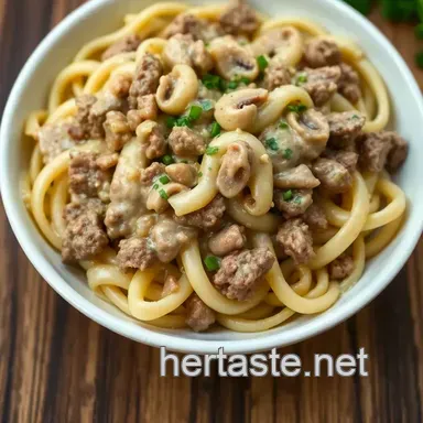 Quick & Creamy Ground Beef Stroganoff: The Perfect Weeknight Dish Recipe Card