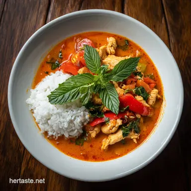 Red Curry Recipe with Coconut Milk for 4 Servings Recipe Card