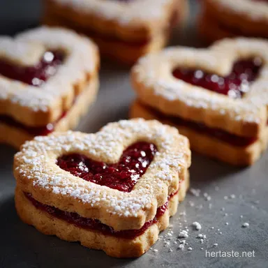 Raspberry Linzer Heart Cookies Elegant Almond Shortbread Recipe Recipe Card