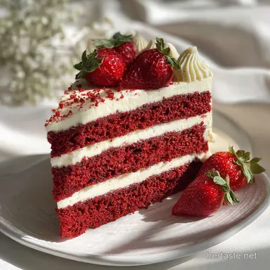 Delicious Red Food Idea for Valentines Party with Red Velvet Cake | Romantic Treats Recipe Card