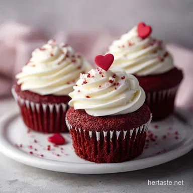 Easy Romantic Dessert with Classic Red Velvet Valentine Cupcake - Moist & Tangy