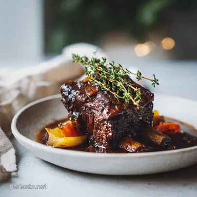 Red Wine Braised Short Ribs for 4 Servings Recipe Card