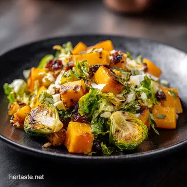 Fall Salad Recipes: Roasted Butternut & Brussels Sprouts Recipe Card