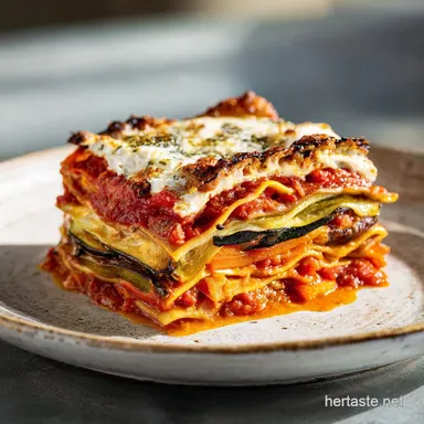 Vegetable Lasagna Recipe with White Sauce Recipe Card