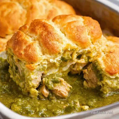 Salsa Verde Chicken Casserole with Cream Cheese Biscuits Recipe Card