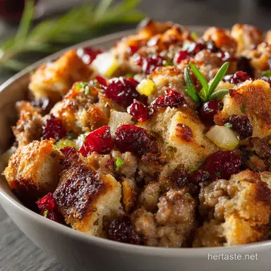 Sausage Apple and Cranberry Stuffing: The Awesome 5-Star Holiday Recipe Recipe Card