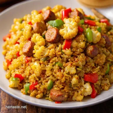 Sausage Pepper Cauliflower Fried Rice Easy Weeknight Win Recipe Card