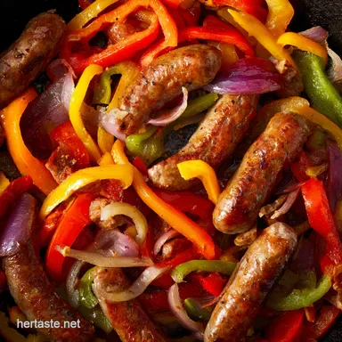 Sausage Peppers and Onions Recipe Easy Italian Street Food Recipe Card