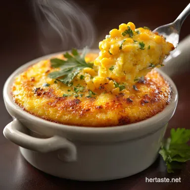 Savory Corn Pudding Recipe: Ultra-Creamy Cheddar Corn Casserole Recipe Card