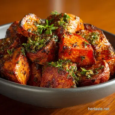 Savory Roasted Sweet Potatoes: Ultra-Crispy Garlic Smoky Side Dish Recipe Card