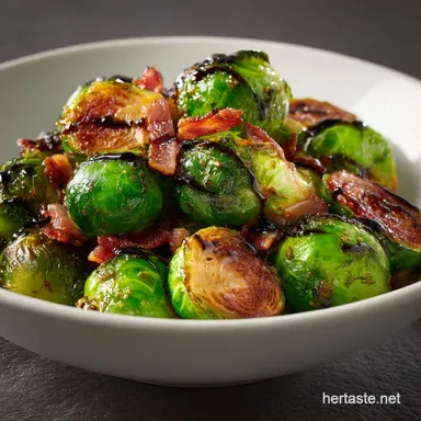Seared brussel sprouts with bacon and balsamic Cri for the Ultimate Crunch Recipe Card