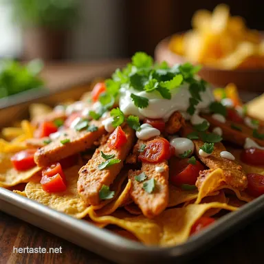Delicious Sheet Pan Chicken Fajita Nachos Fiesta Time Recipe Card