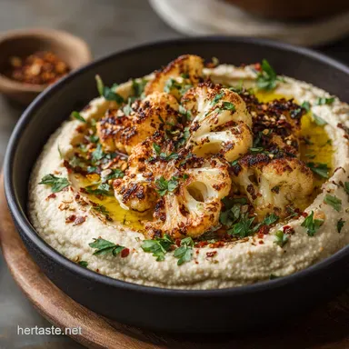 Silky Roasted Garlic Keto Paleo Cauliflower Hummus Recipe Recipe Card