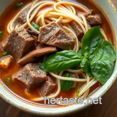 My Grandmother's Simmered Beef Noodle Soup - Comforting & Savory Recipe Card